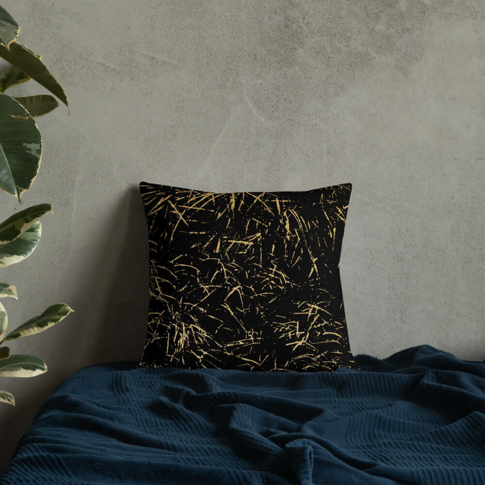 Shop Abstract Grass Printed Decorative Premium Accent Throw Pillow Cushion - Gold / Black Pillows Boutique Clothing Online