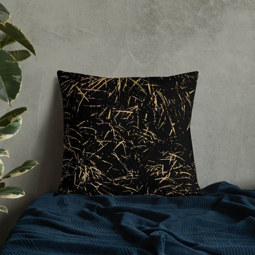 Abstract Grass Printed Premium Accent Pillow | Gold Black Decor, Throw Pillows, $ 61.50, A Moment Of Now™