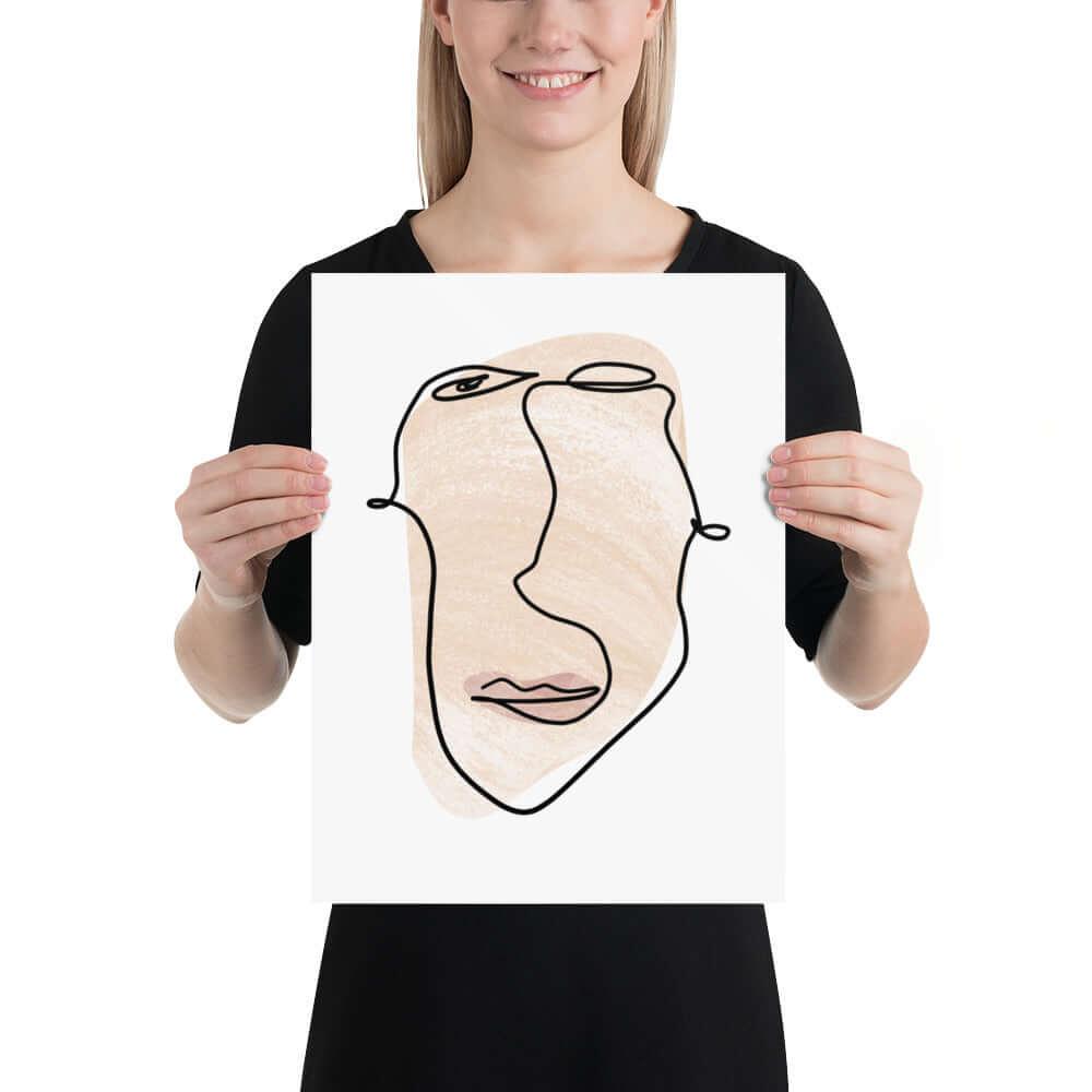 Abstract Minimal Line Art Drawing of a Face 10012020 Matte Poster, Posters, $ 36.00, A Moment Of Now™