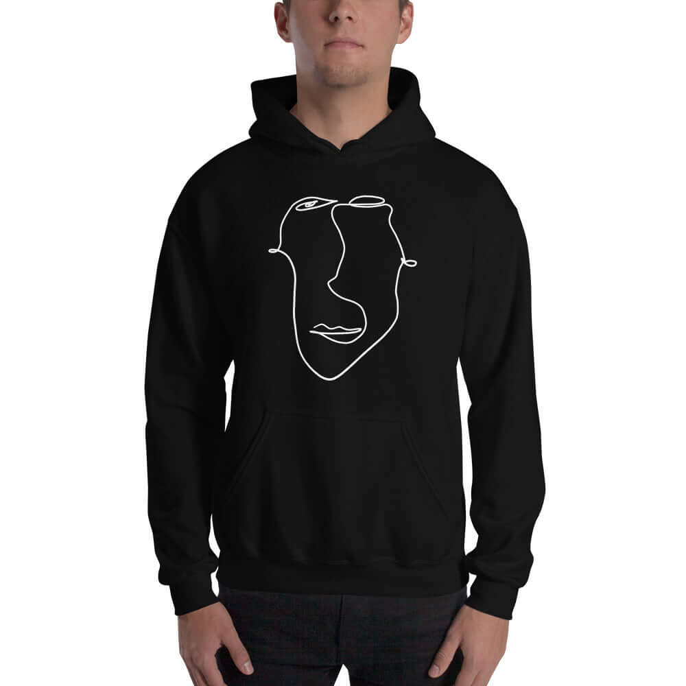 Shop Abstract Minimal Line Art Drawing of a Face 10012020 Unisex Hoodie, Hoodie, USA Boutique
