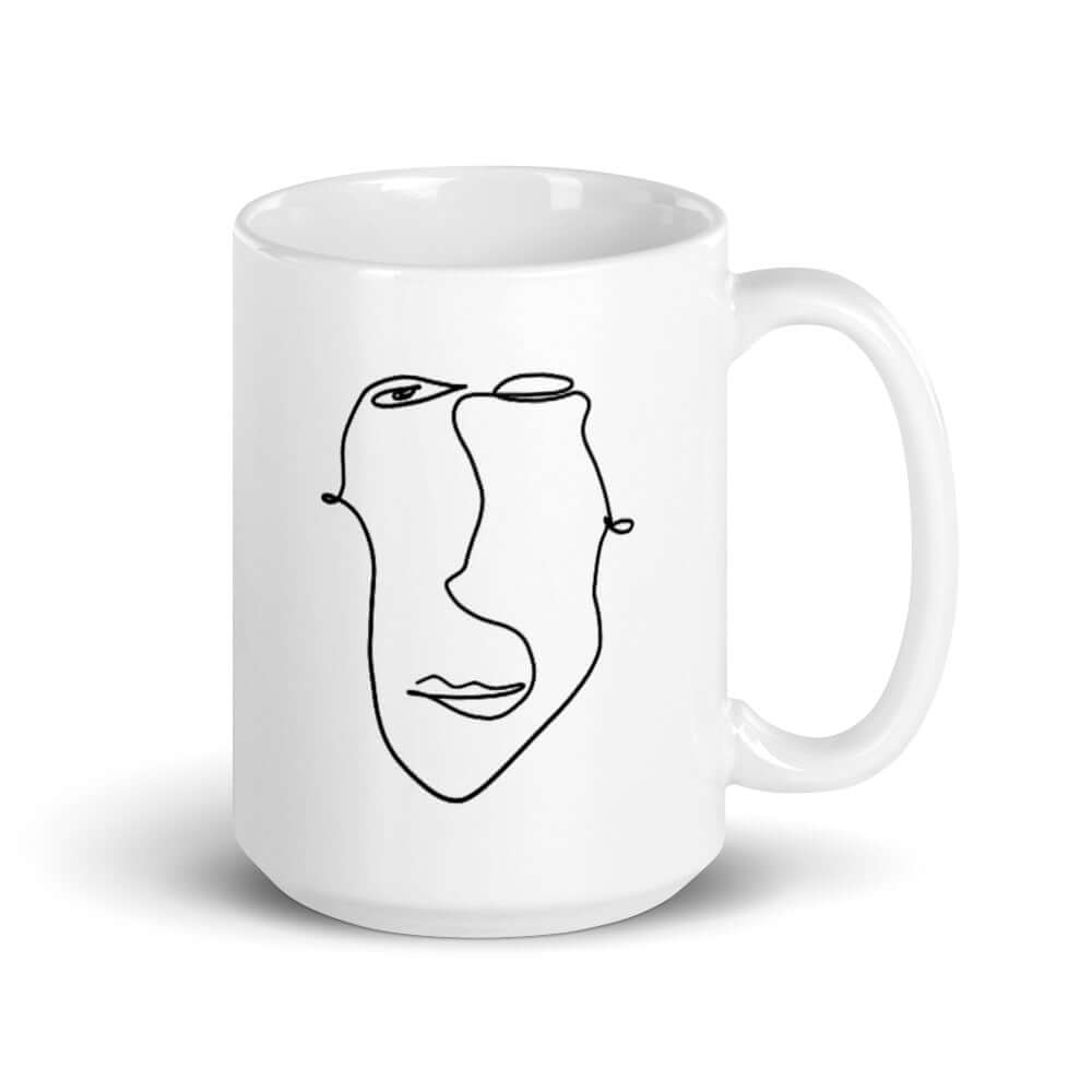 Shop Abstract Minimal Line Art of a Face 10012020 Coffee Tea Cup Mug, Mug, USA Boutique
