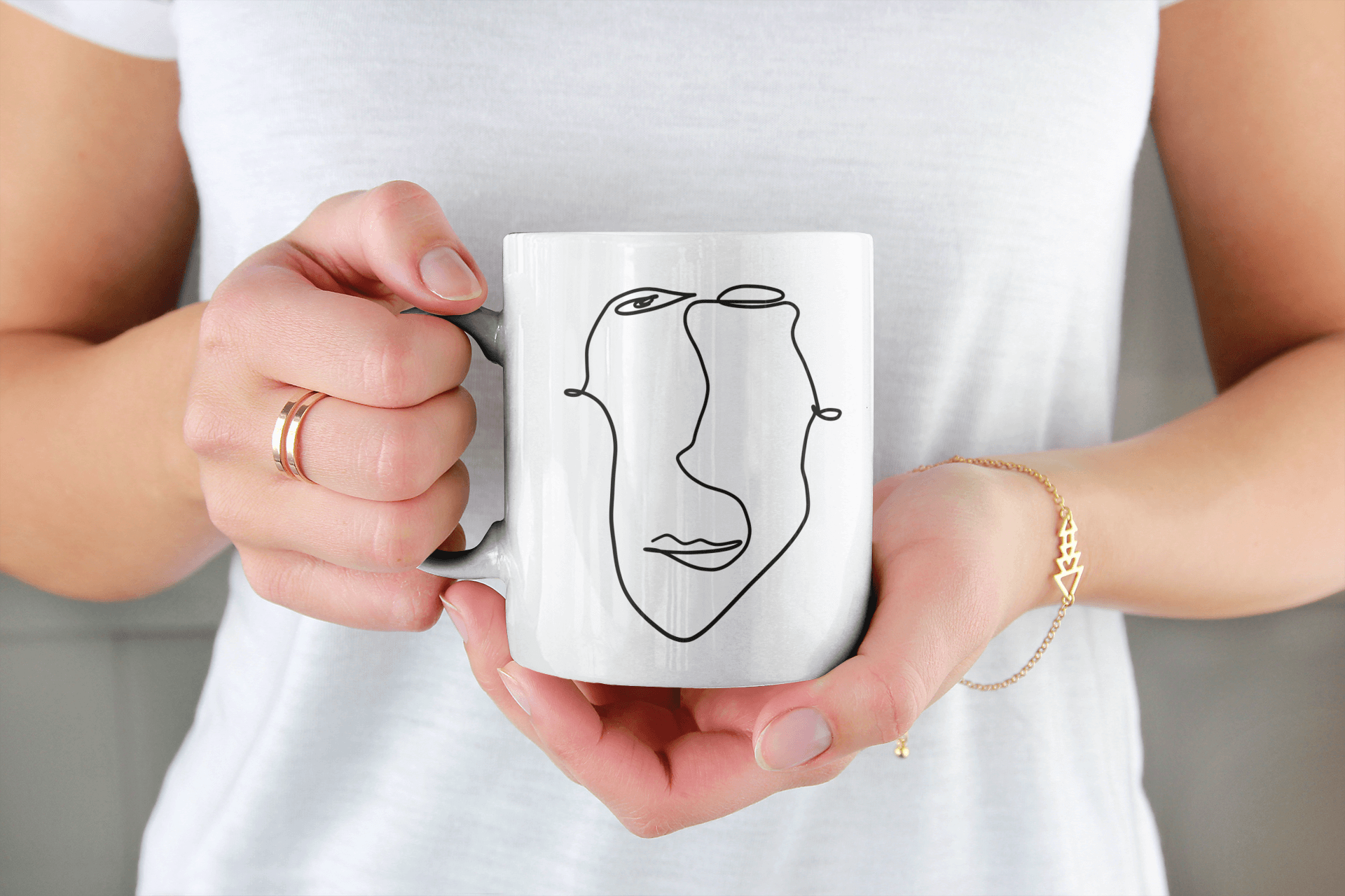 Shop Abstract Minimal Line Art of a Face 10012020 Coffee Tea Cup Mug, Mug, USA Boutique