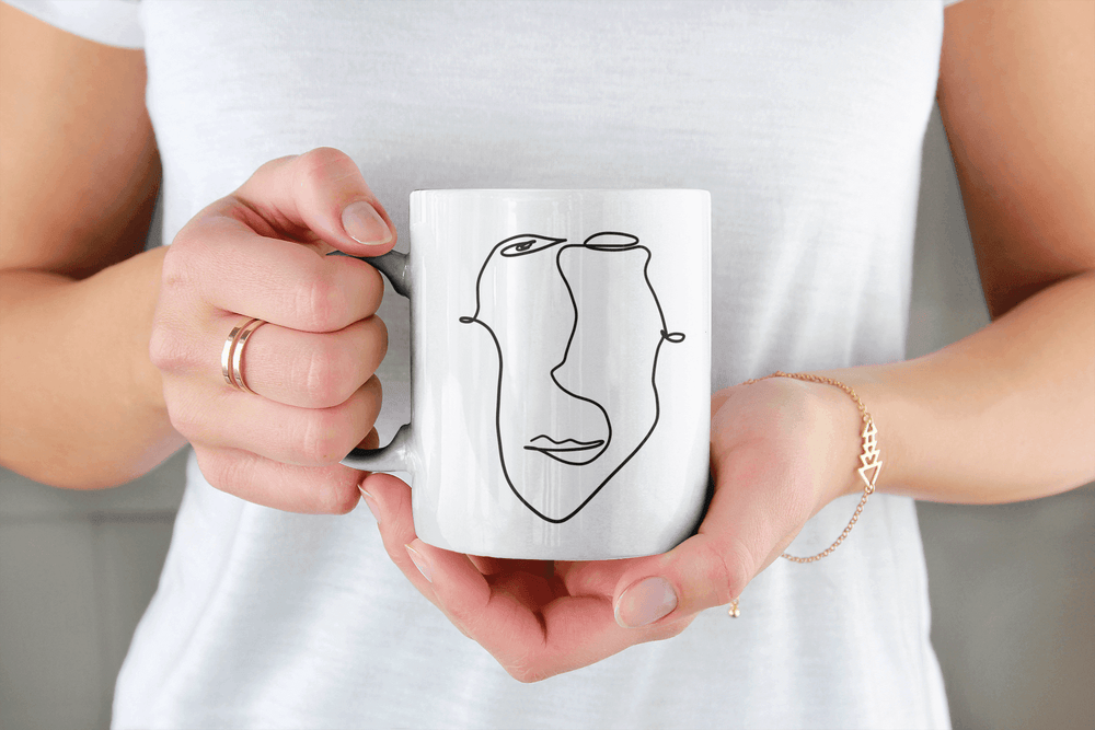 Abstract Minimal Line Art of a Face 10012020 Coffee Tea Cup Mug, Mug, $ 17.50, A Moment Of Now™