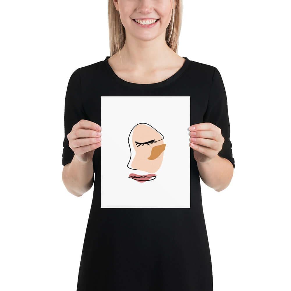 Abstract Minimalist Line Art Cracked Face Matte Poster Print, Poster, $ 27.00, A Moment Of Now™