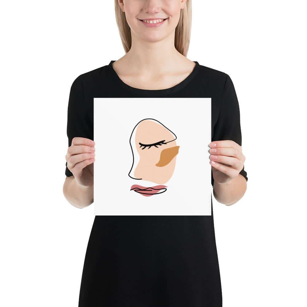 Abstract Minimalist Line Art Cracked Face Matte Poster Print, Poster, $ 28.00, A Moment Of Now™