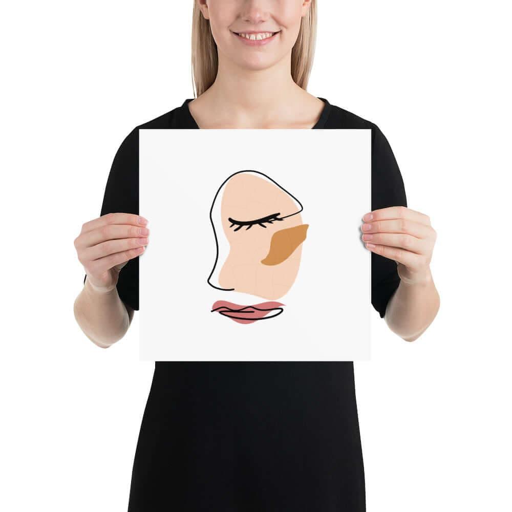 Abstract Minimalist Line Art Cracked Face Matte Poster Print, Poster, $ 29.00, A Moment Of Now™