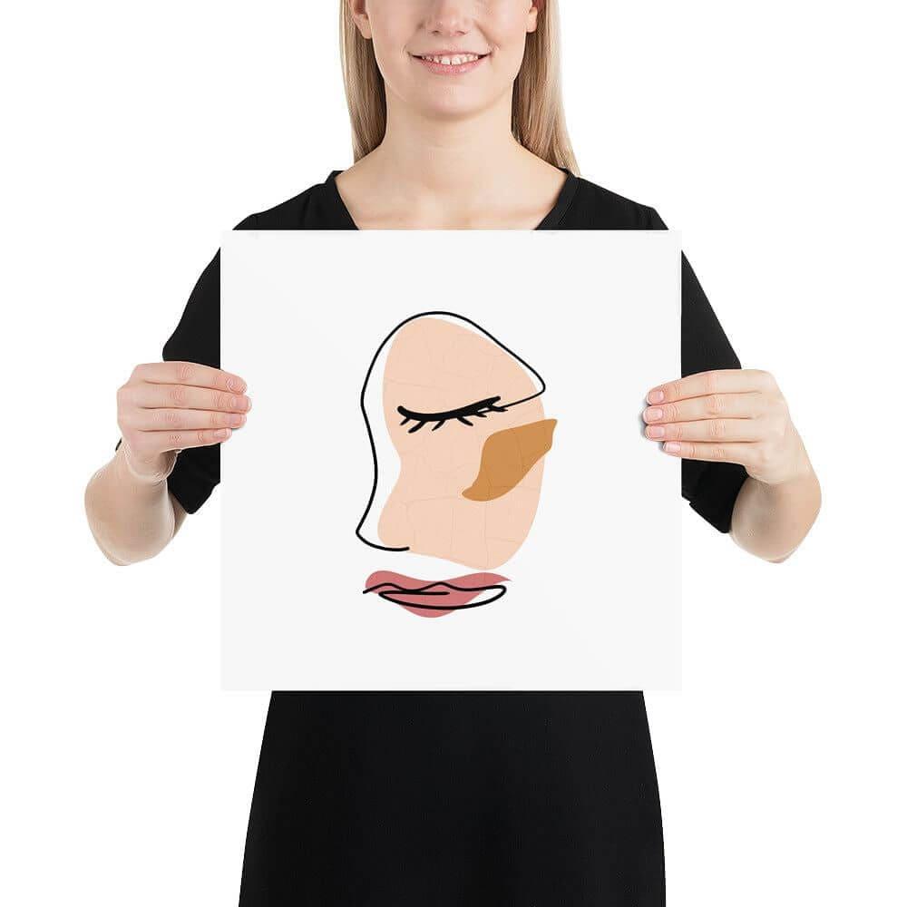 Abstract Minimalist Line Art Cracked Face Matte Poster Print, Poster, $ 30.00, A Moment Of Now™