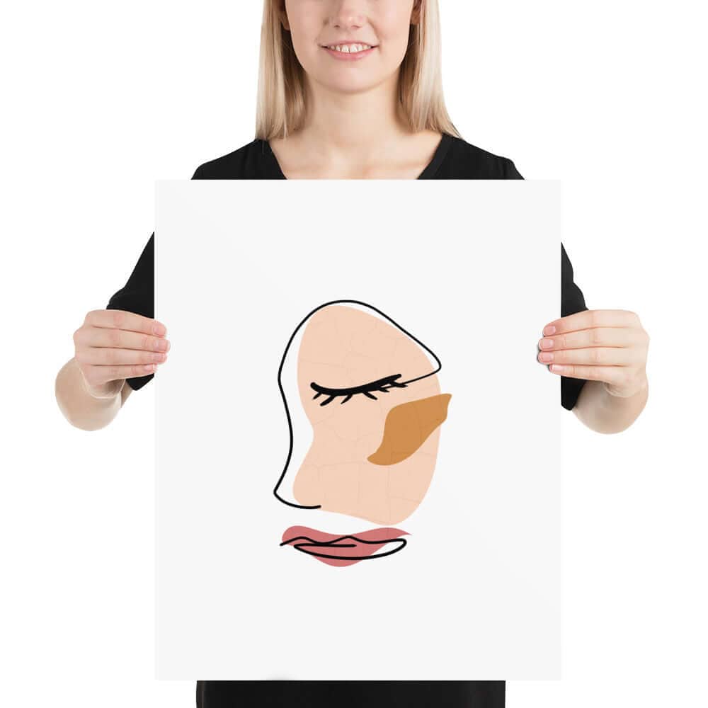 Shop Abstract Minimalist Line Art Cracked Face Matte Poster Print, Poster, USA Boutique
