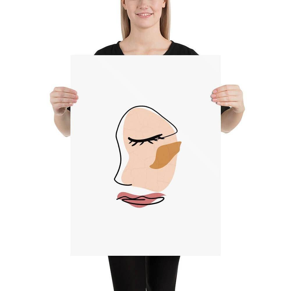 Abstract Minimalist Line Art Cracked Face Matte Poster Print, Poster, $ 33.00, A Moment Of Now™