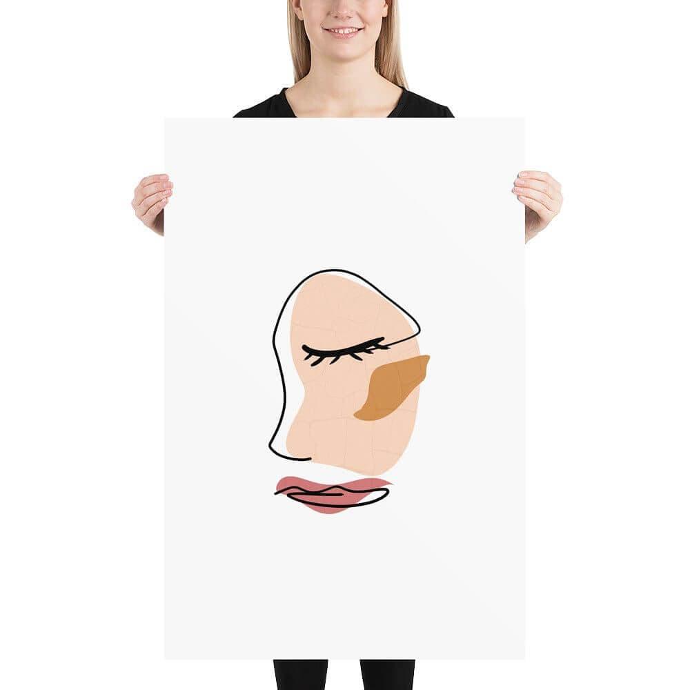 Abstract Minimalist Line Art Cracked Face Matte Poster Print, Poster, $ 38.00, A Moment Of Now™
