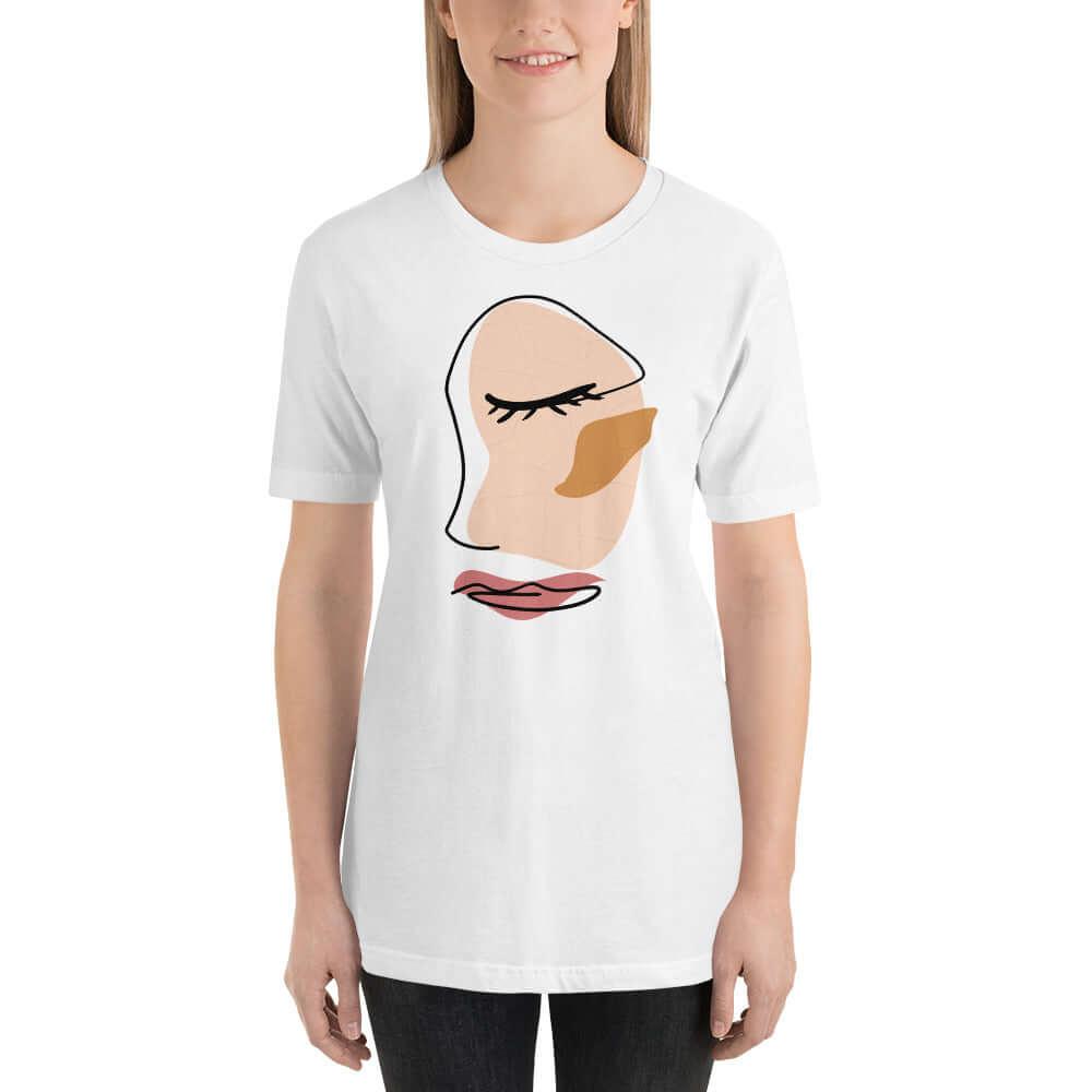 Abstract Minimalist Line Art Cracked Face Short-Sleeve Unisex T-Shirt, Tees, $ 37.95, A Moment Of Now™