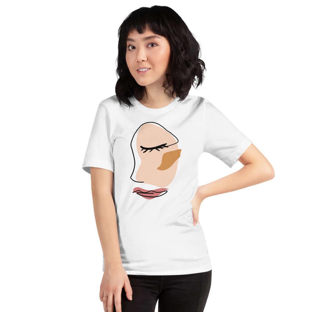 Abstract Minimalist Line Art Cracked Face Short-Sleeve Unisex T-Shirt, Tees, $ 37.95, A Moment Of Now™