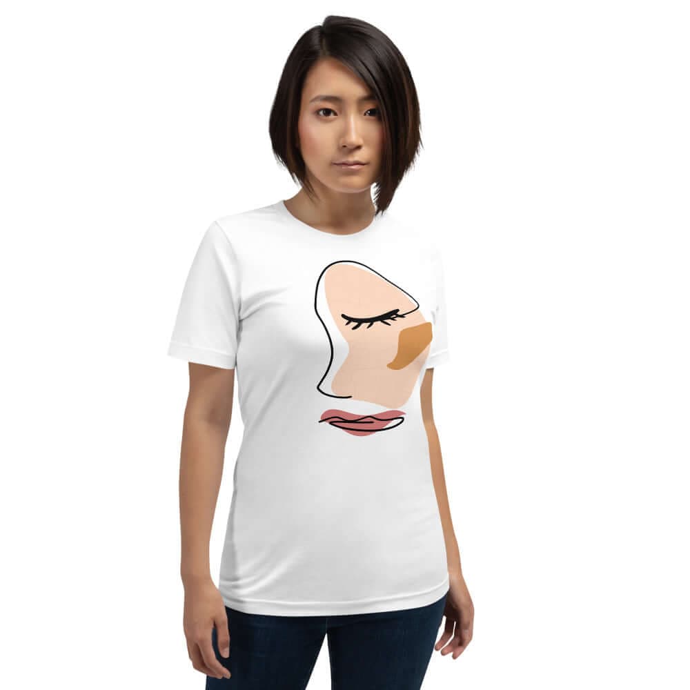 Shop Abstract Minimalist Line Art Cracked Face Short-Sleeve Unisex T-Shirt, Tees, USA Boutique