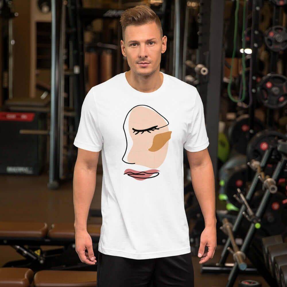 Abstract Minimalist Line Art Cracked Face Short-Sleeve Unisex T-Shirt, Tees, $ 37.95, A Moment Of Now™