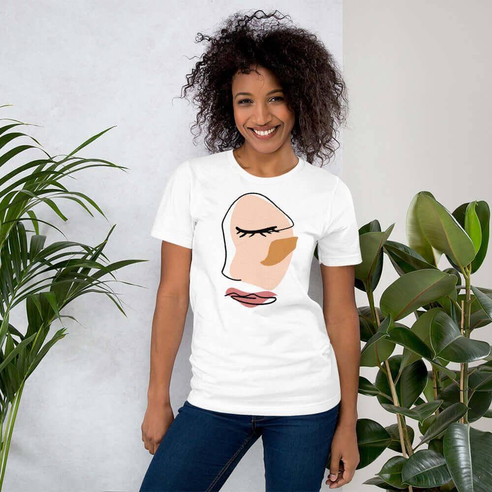 Abstract Minimalist Line Art Cracked Face Short-Sleeve Unisex T-Shirt, Tees, $ 37.95, A Moment Of Now™