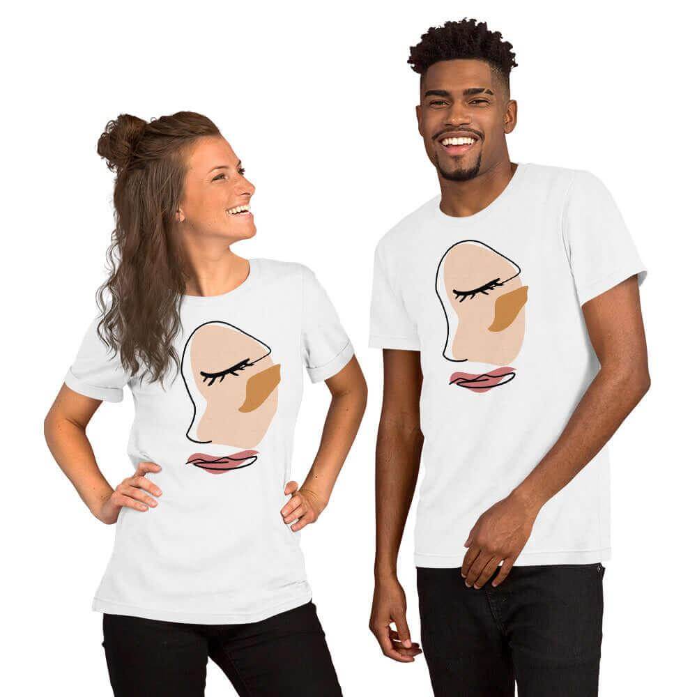 Abstract Minimalist Line Art Cracked Face Short-Sleeve Unisex T-Shirt, Tees, $ 37.95, A Moment Of Now™