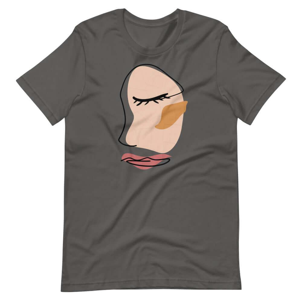 Abstract Minimalist Line Art Cracked Face Short-Sleeve Unisex T-Shirt, Tees, $ 38.55, A Moment Of Now™