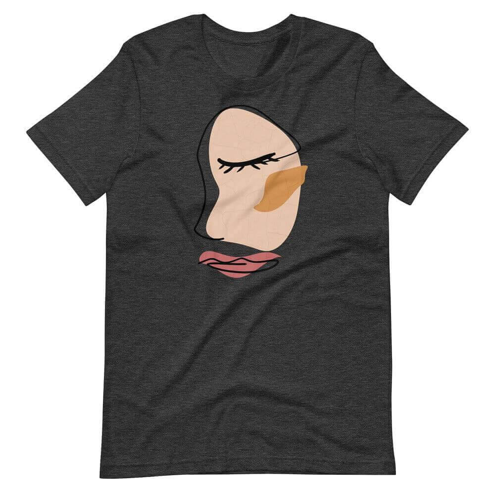 Abstract Minimalist Line Art Cracked Face Short-Sleeve Unisex T-Shirt, Tees, $ 37.95, A Moment Of Now™