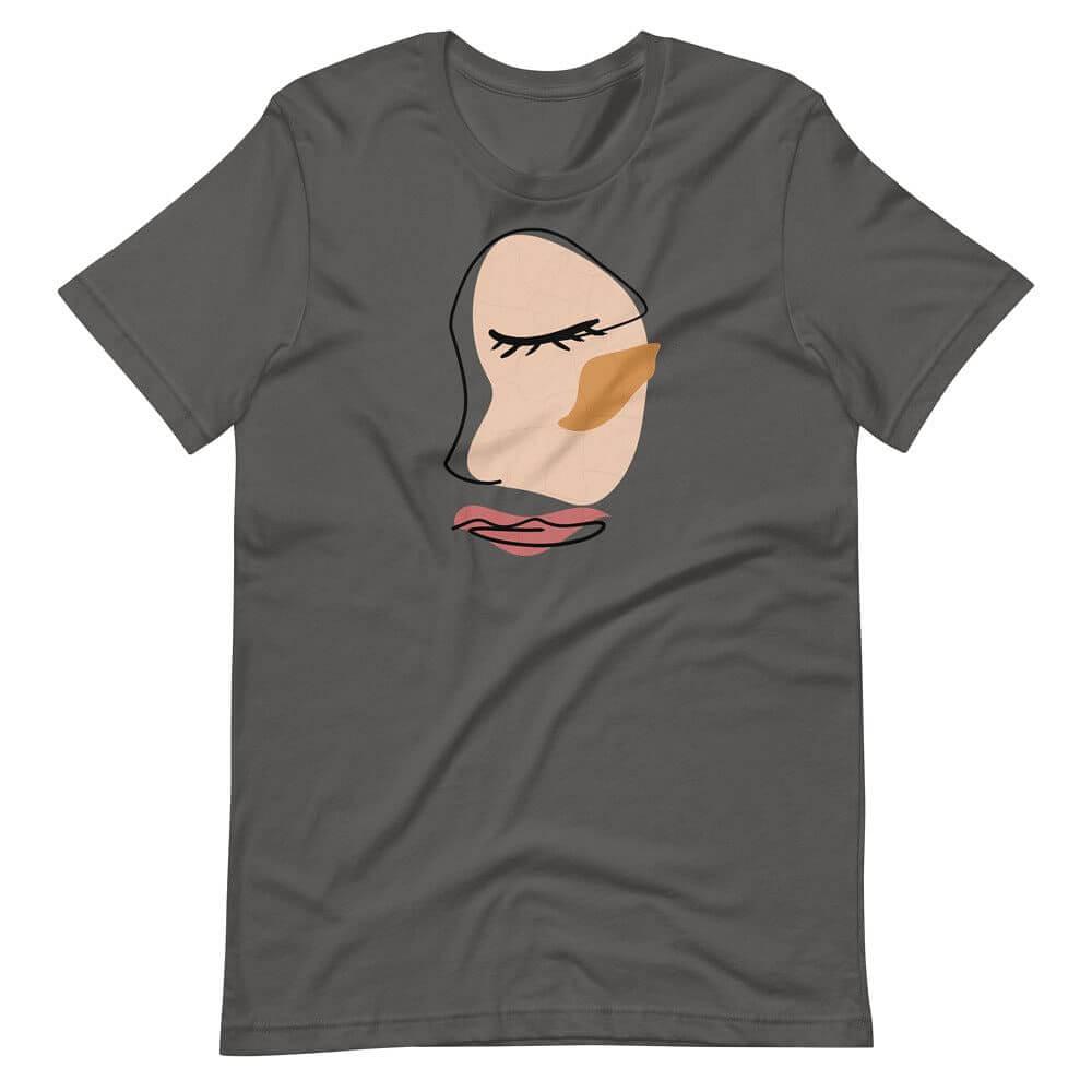 Abstract Minimalist Line Art Cracked Face Short-Sleeve Unisex T-Shirt, Tees, $ 40.44, A Moment Of Now™