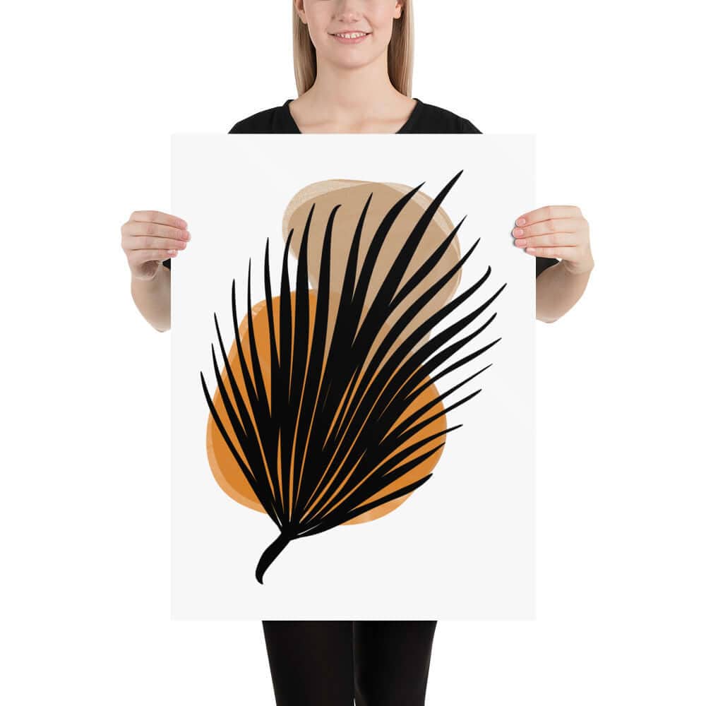 Abstract Palm Leaf and Stones Minimal Mid Century Modern Art Matte Poster, A Moment Of Now, $ 39.00