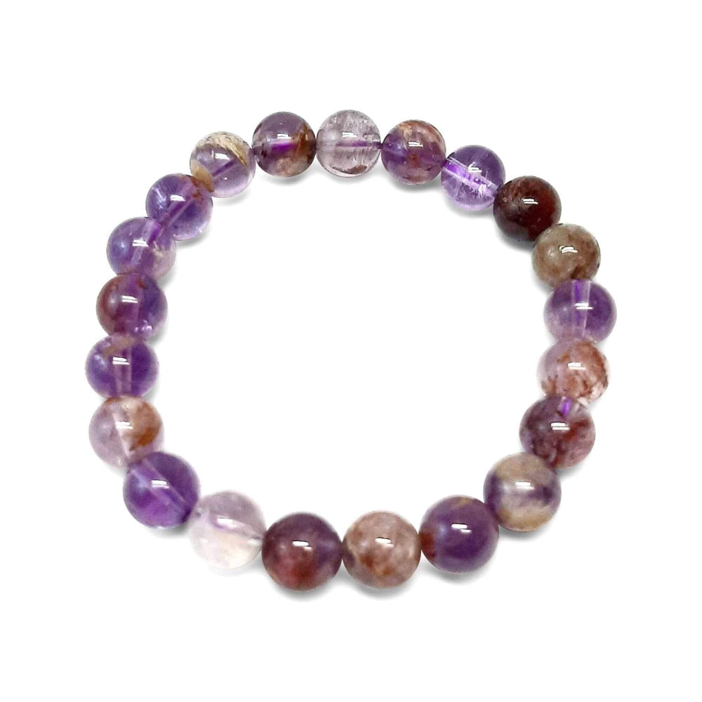 Amethyst & Minerals Inclusions 8mm 10mm Melody Super 7 Quartz Gemstone Beaded Stretch Bracelet, Bracelet, $ 39.00, A Moment Of Now™