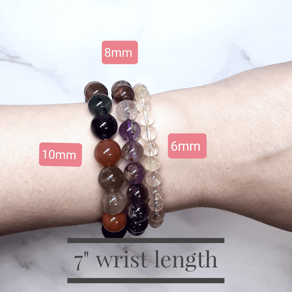 Amethyst & Minerals Inclusions 8mm 10mm Melody Super 7 Quartz Gemstone Beaded Stretch Bracelet, Bracelet, $ 39.00, A Moment Of Now™