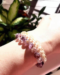 Amethyst & Minerals Inclusions 8mm 10mm Melody Super 7 Quartz Gemstone Beaded Stretch Bracelet, Bracelet, $ 39.00, A Moment Of Now™