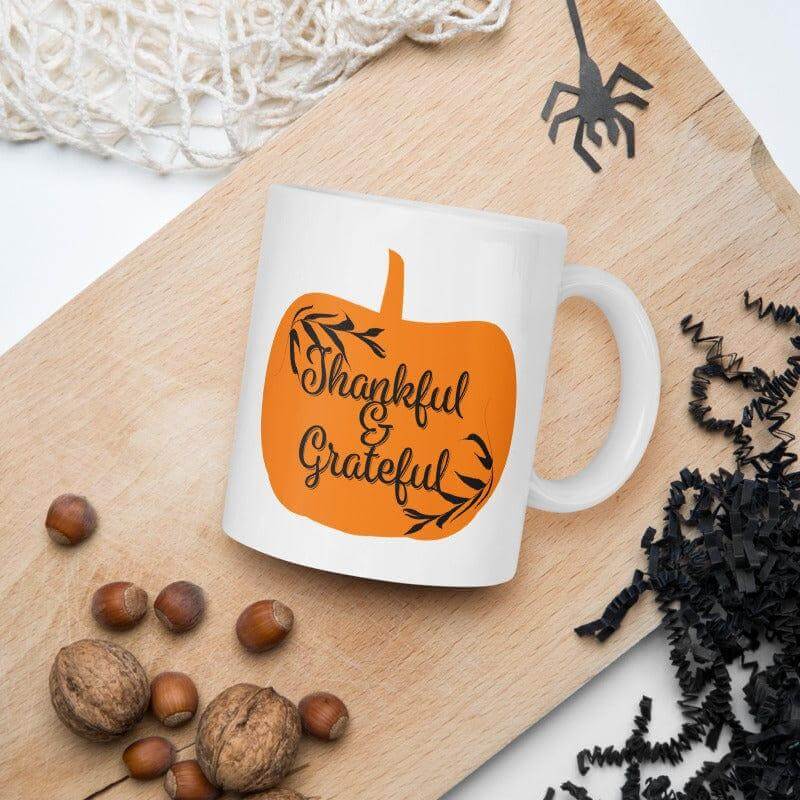 Autumnal Pumpkin Thankful & Grateful Coffee Tea Cup Mug, Mug, $ 17.50, A Moment Of Now™
