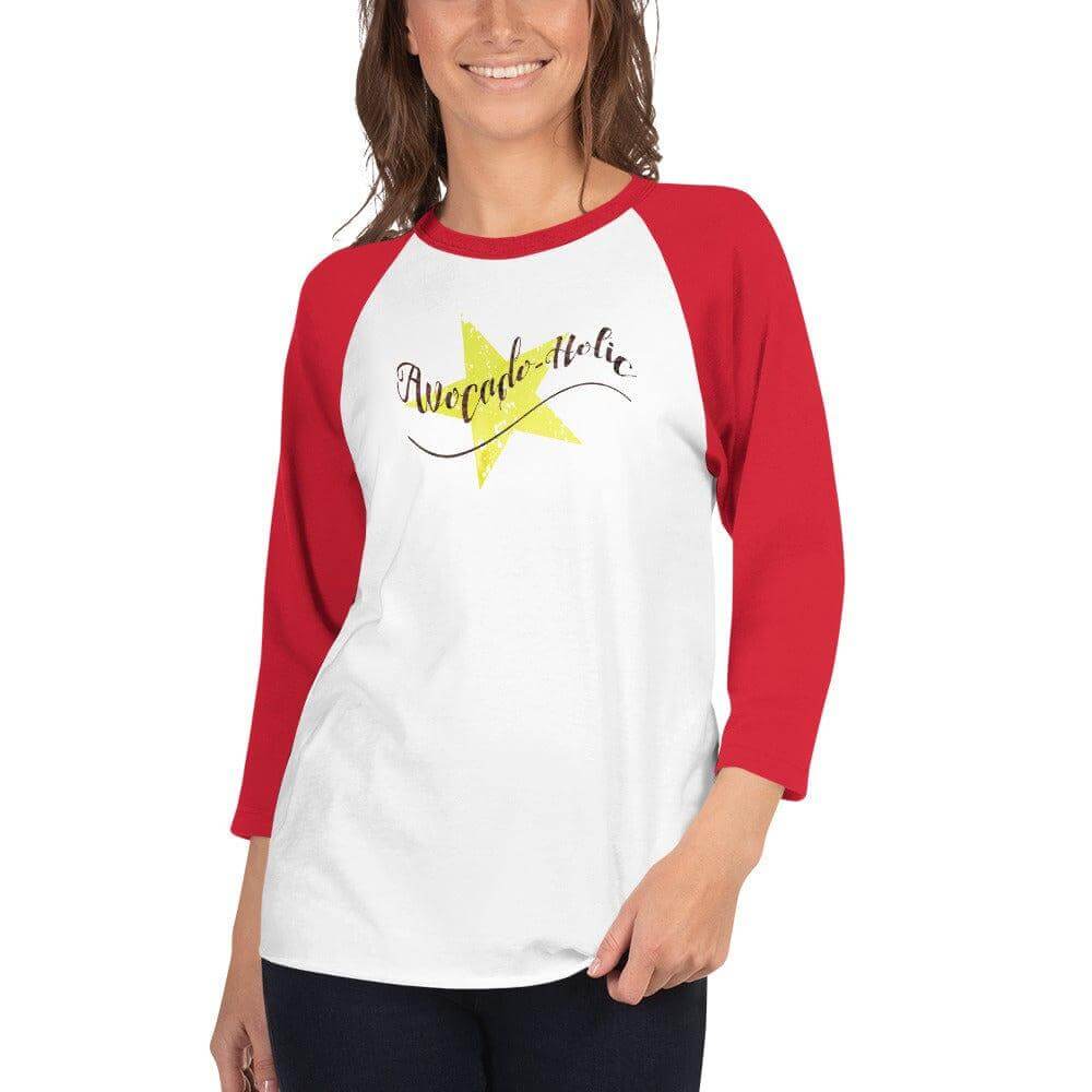 Avocado-Holic Typographic Statement Fashion Tee T-shirt 3/4 Sleeve Raglan Fashion Baseball Shirt, Tees, $ 31.50, A Moment Of Now™