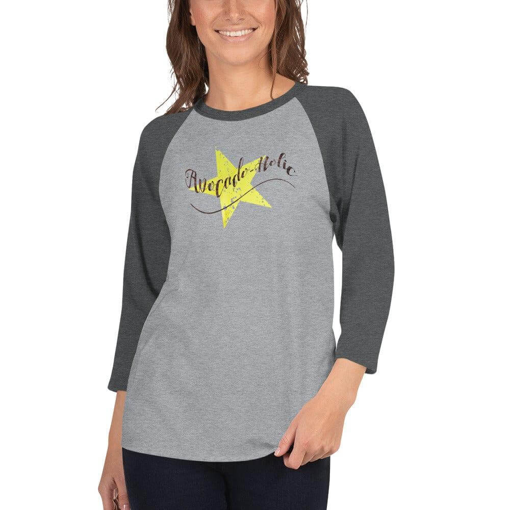 Avocado-Holic Typographic Statement Fashion Tee T-shirt 3/4 Sleeve Raglan Fashion Baseball Shirt, Tees, $ 31.50, A Moment Of Now™