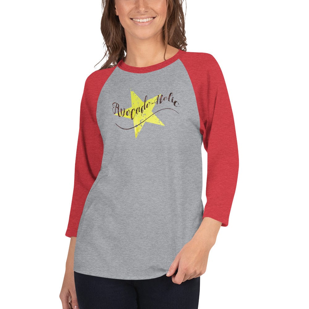 Shop Avocado-Holic Typographic Statement Fashion Tee T-shirt 3/4 Sleeve Raglan Fashion Baseball Shirt, Tees, USA Boutique