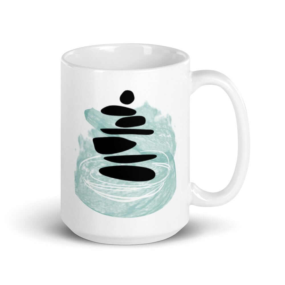 Shop Balancing Rocks Zen Stacked Stones Minimal Abstract Shape Art Coffee Tea Cup Mug, Mug, USA Boutique