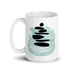 Shop Balancing Rocks Zen Stacked Stones Minimal Abstract Shape Art Coffee Tea Cup Mug, Mug, USA Boutique