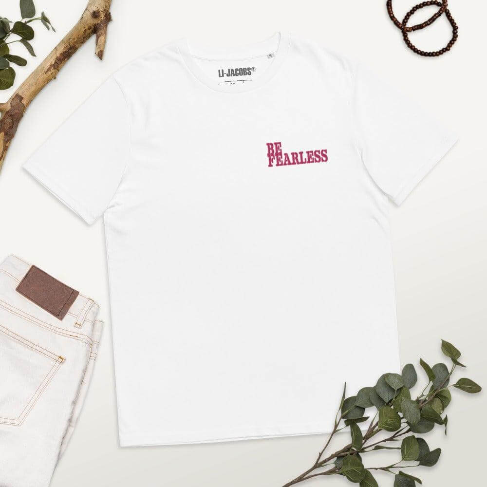 Be Fearless Motivational Inspiration Quote Embroidered Unisex Organic Cotton T-shirt, T-shirts, $ 42.50, A Moment Of Now™