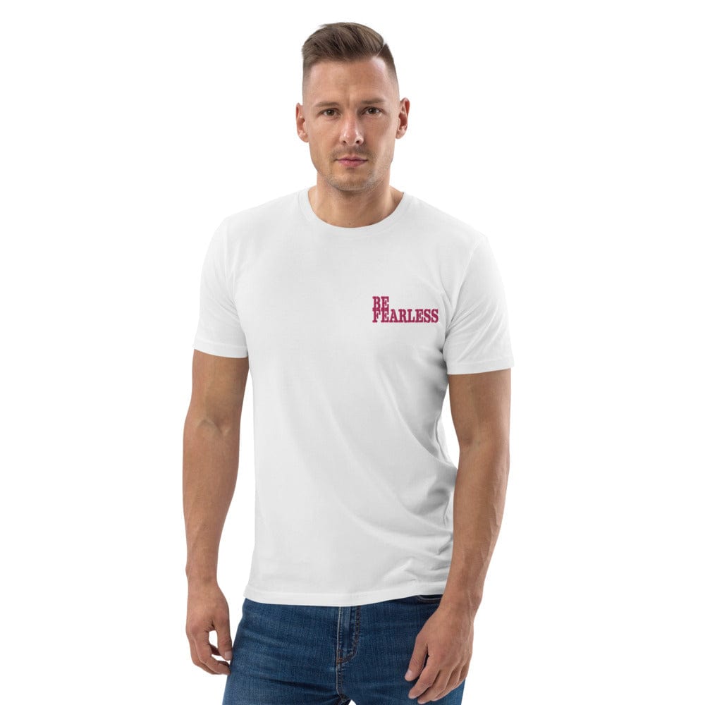 Shop Be Fearless Motivational Inspiration Quote Embroidered Unisex Organic Cotton T-shirt, T-shirts, USA Boutique