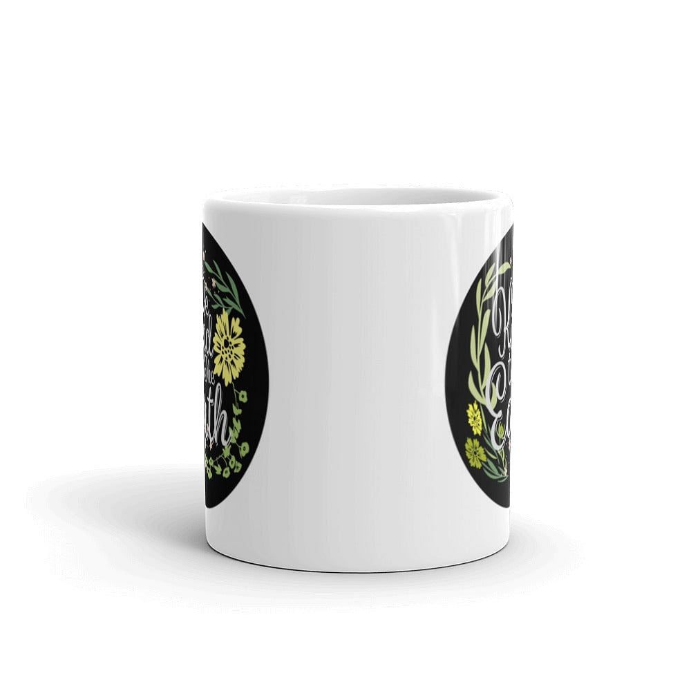 Shop Be Kind To The Earth Floral Plant Bohemian Illustration Statement White Glossy Coffee Tea Cup Mug, Mug, USA Boutique