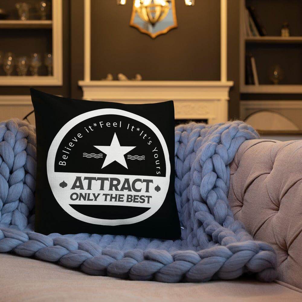 Believe it. Feel it. It's Yours. The Law Of Attraction Decorative Throw Pillow Cushion - Black, Throw Pillows, $ 64.50, A Moment Of Now™