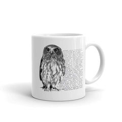 Shop Black and White Owl Graphic and Facts About Owls Texts Coffee Tea Mug Cup, Mugs, USA Boutique