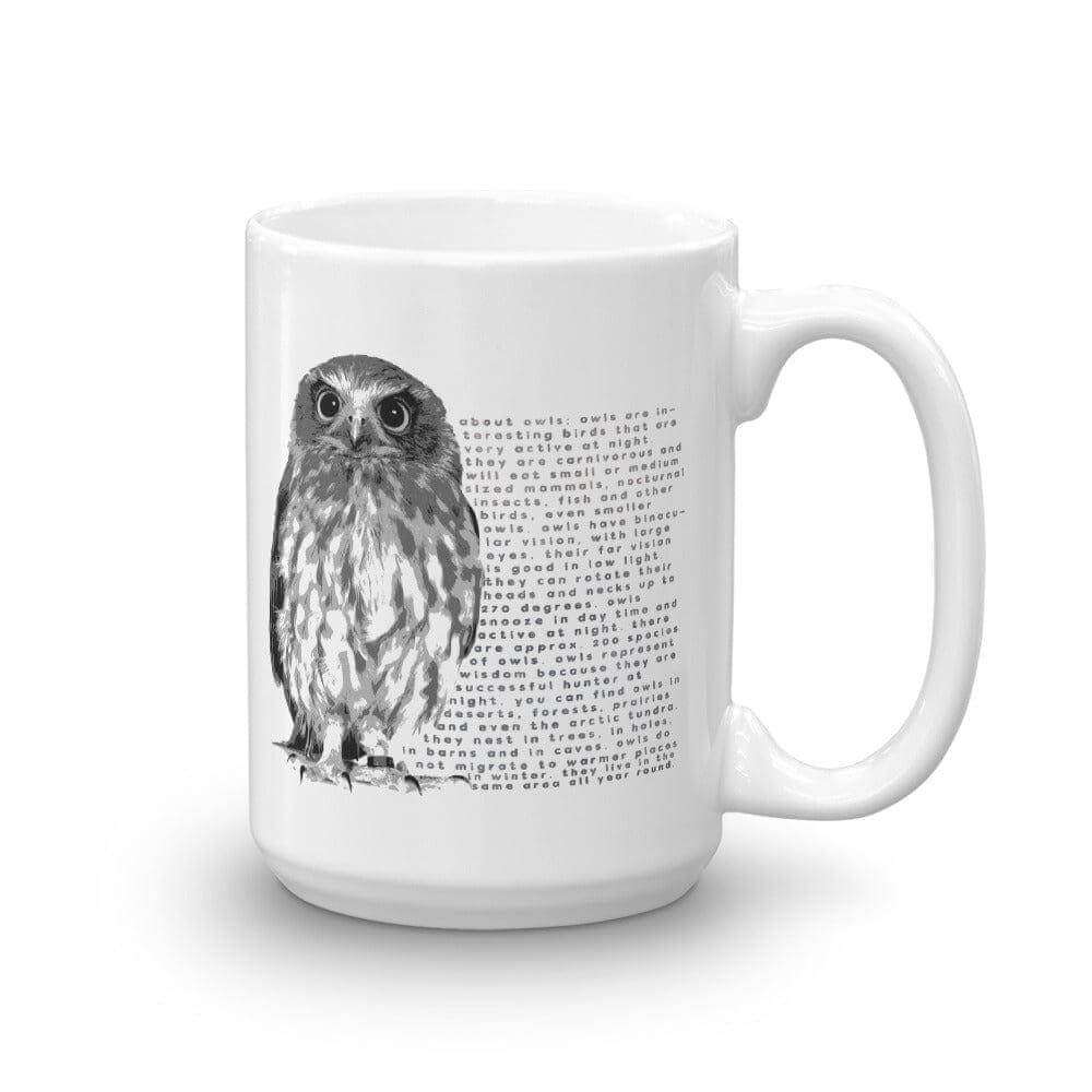 Black and White Owl Graphic and Facts About Owls Texts Coffee Tea Mug Cup, A Moment Of Now, $ 24.50