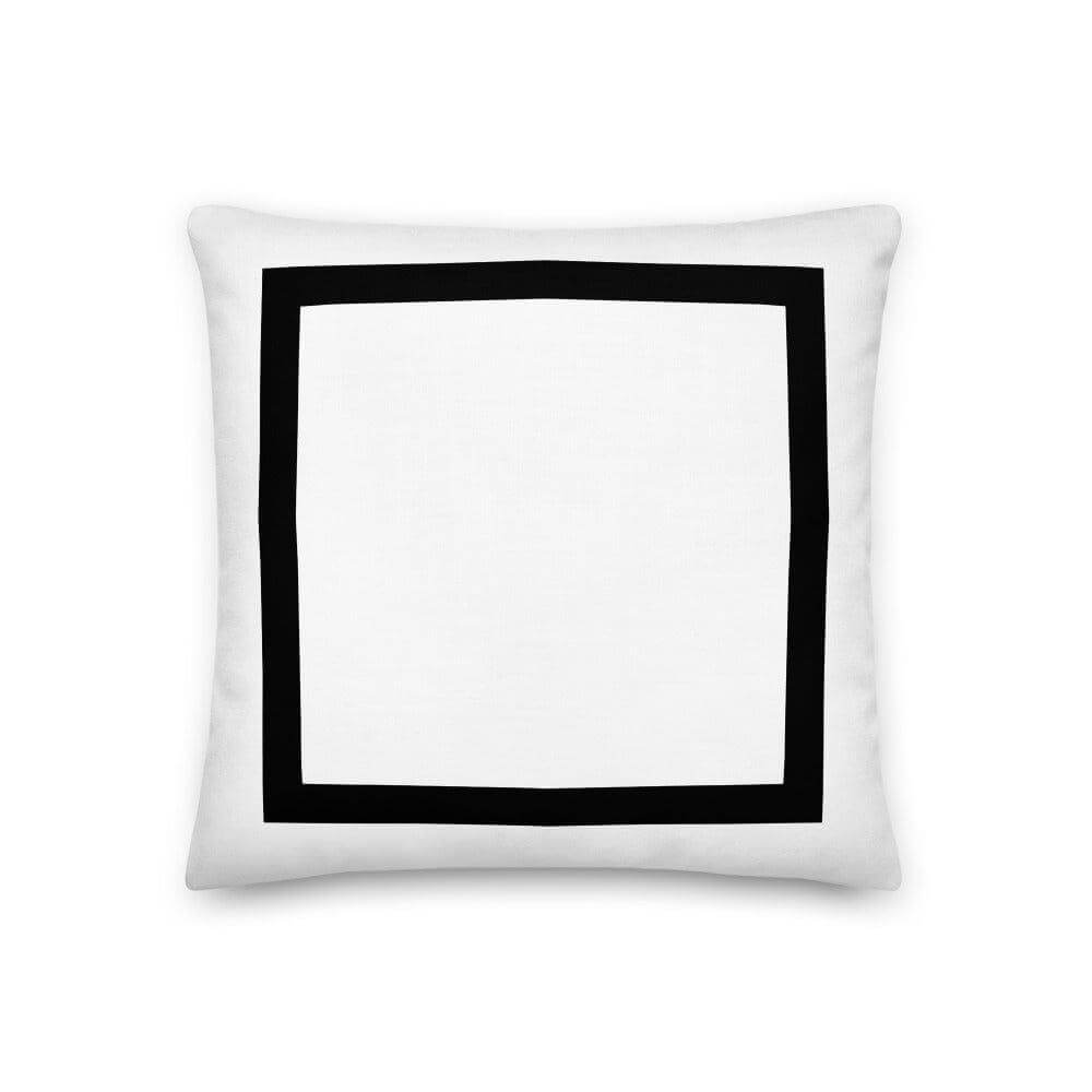 Black Border Solid White Premium Pillow | Minimalist Decor, Pillows, $ 55.00, A Moment Of Now™