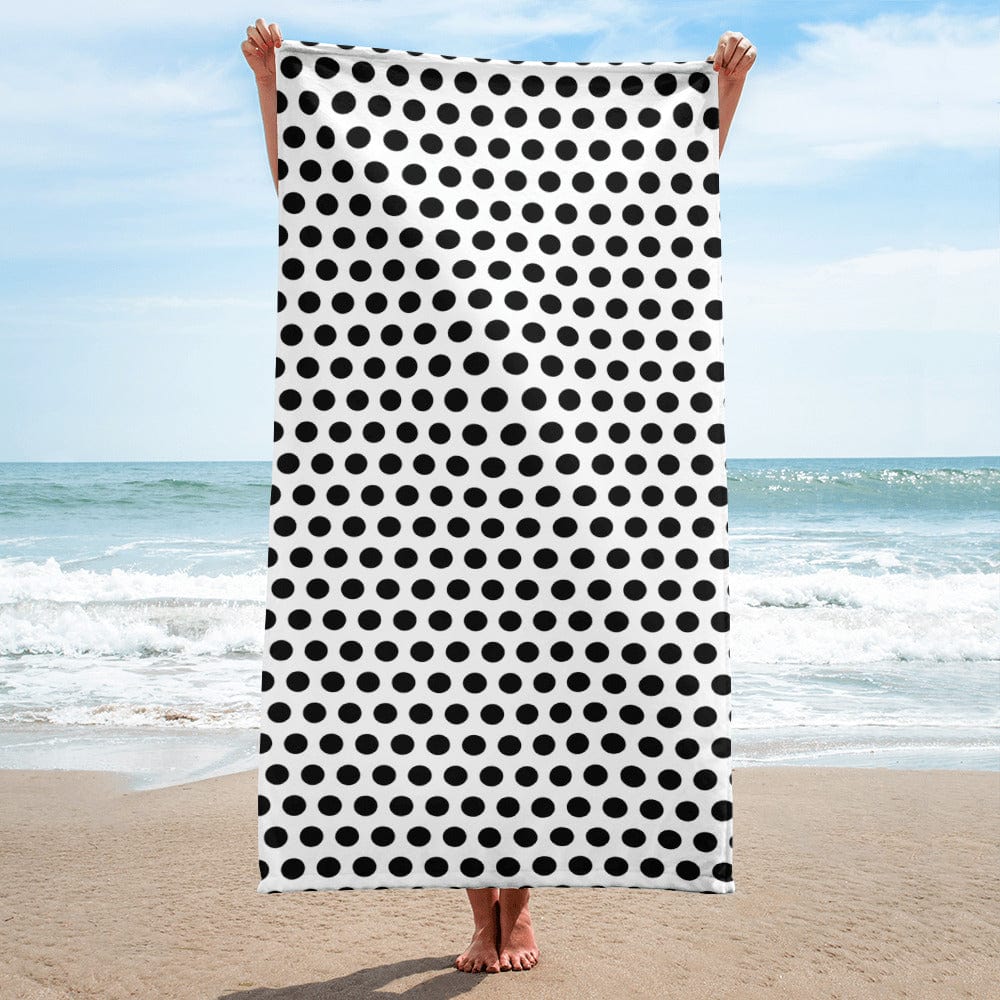 Shop Black on White Polka Dots Beach Bath Towel, Towel, USA Boutique