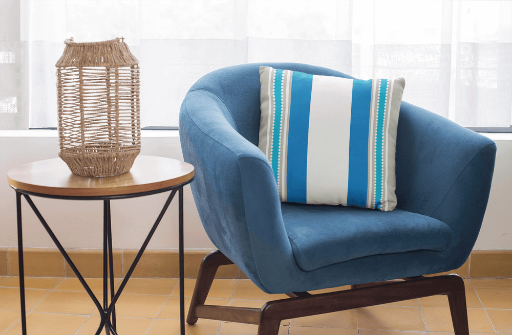 Blue Island Stripes Decorative Pillow | Tropical Coastal Beach Decor, Throw Pillows, $ 61.50, A Moment Of Now™