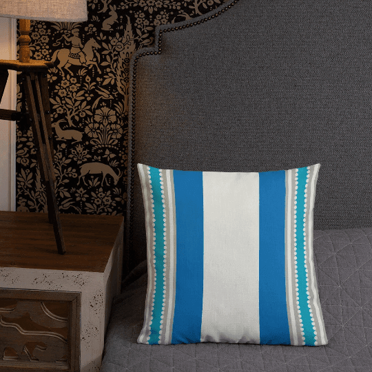 Blue Island Stripes Decorative Pillow | Tropical Coastal Beach Decor, Throw Pillows, $ 61.50, A Moment Of Now™