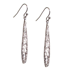 Shop Boho Minimalist Hand Hammered Feather Bar Drop Dangle Silver Earrings, Earrings, USA Boutique