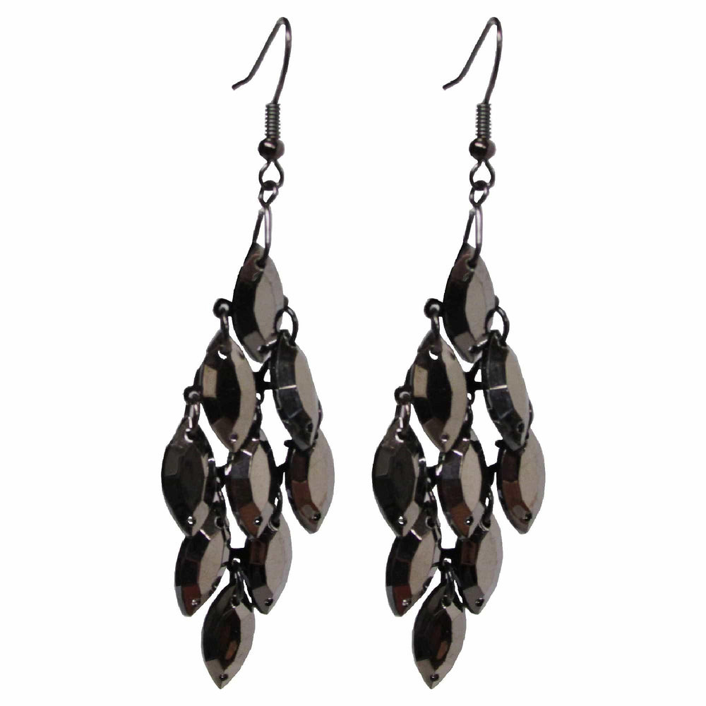 Boho Dark Grey Chandelier Faceted Beads Dangle Drop Earrings | Boutique In USA, Earrings, $ 9.99, A Moment Of Now™