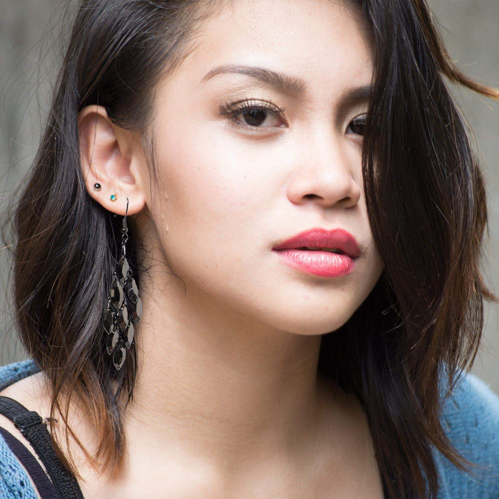 Boho Dark Grey Chandelier Faceted Beads Dangle Drop Earrings | Boutique In USA, Earrings, $ 9.99, A Moment Of Now™