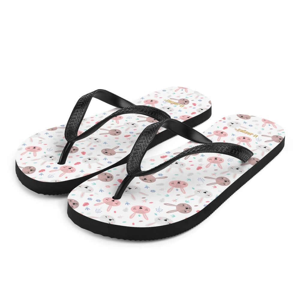 Bunnies On White Flip-Flops | Cute Easter Bunny Summer Sandals, Flip Flops, $ 30.95, A Moment Of Now™