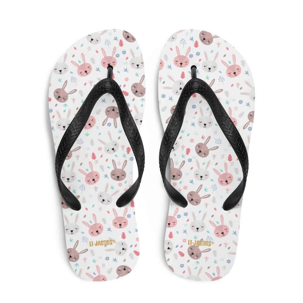 Bunnies On White Flip-Flops | Cute Easter Bunny Summer Sandals, Flip Flops, $ 30.95, A Moment Of Now™