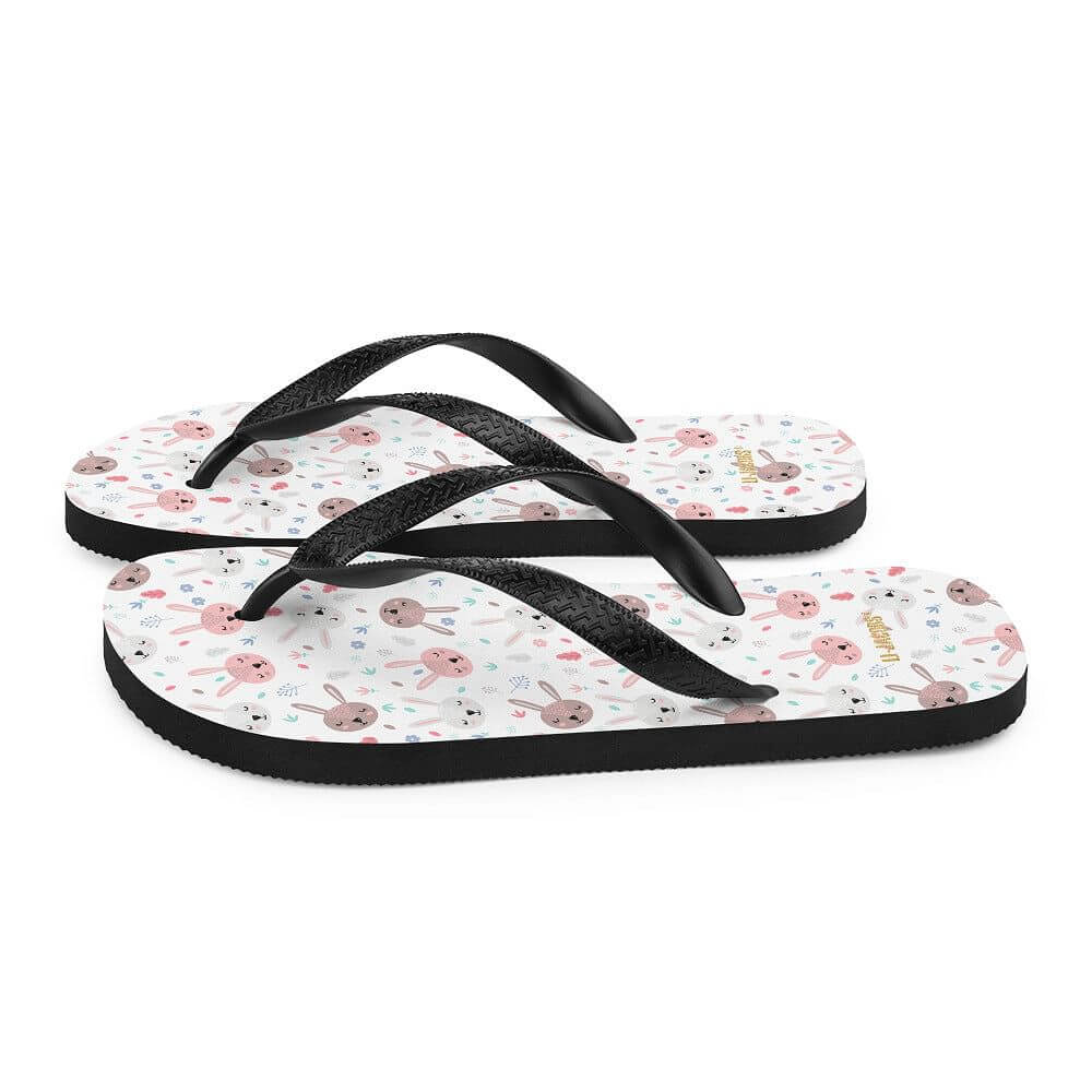 Bunnies On White Flip-Flops | Cute Easter Bunny Summer Sandals, Flip Flops, $ 30.95, A Moment Of Now™