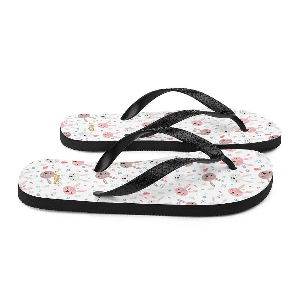 Bunnies On White Flip-Flops | Cute Easter Bunny Summer Sandals, Flip Flops, $ 30.95, A Moment Of Now™